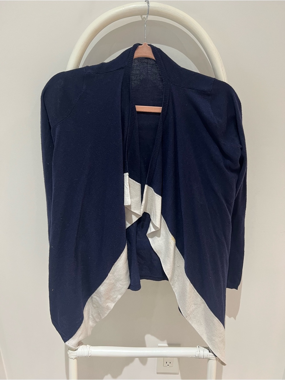 Jacob Navy and Cream Open-Front Women's Sweater Cardigan